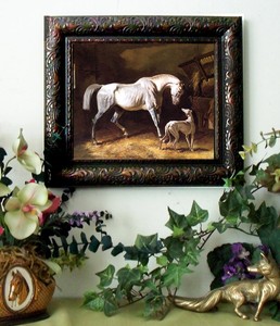 Herring Thoroughbred Gray Race Horse Print Antique Styl Small Framed ...