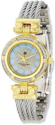 Pre-owned Charles-hubert Charles Hubert Ip-plated Mop Dial W/stainless Steel Wire Bangle Watch