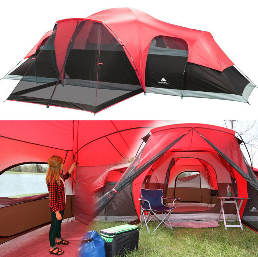  Large Tent Camping Outdoor Ozark Trail 3 Room 10 Person Waterproof 