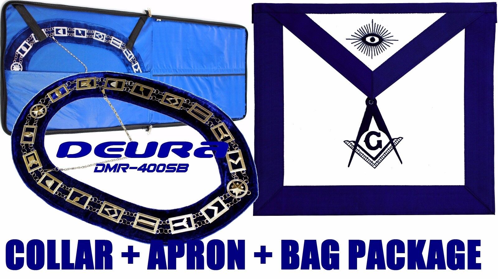 Masonic Regalia Master Mason Deluxe Silver Chain Blue Collar DMR-400SBRS
