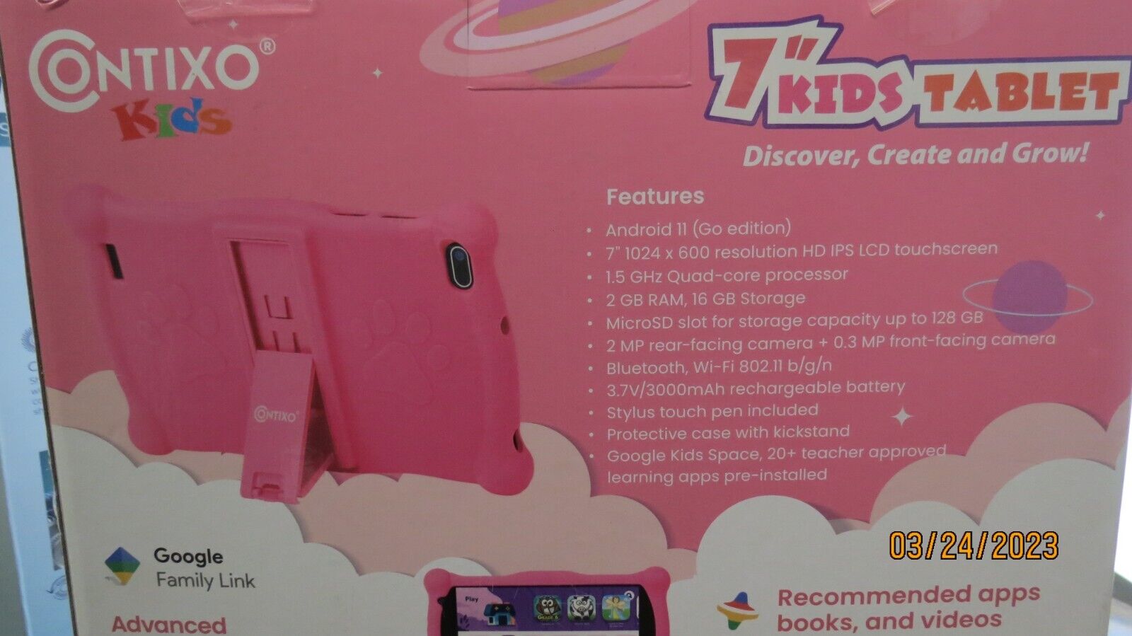 CONTIXO KIDS V10 7" LEARNING TABLET PINK TOUCH SCREEN NEW