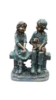 NEW GIRL AND BOY WITH PUPPY STATUE ...