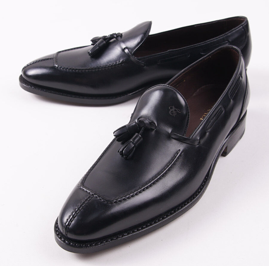 Pre-owned Canali $895  1934 Goodyear-welt Black Leather Tassel Loafer Us 6.5 D Shoes