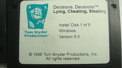 Decisions Decisions lying Cheating Stealing Tom Snyder Productions 3.5 Floppy