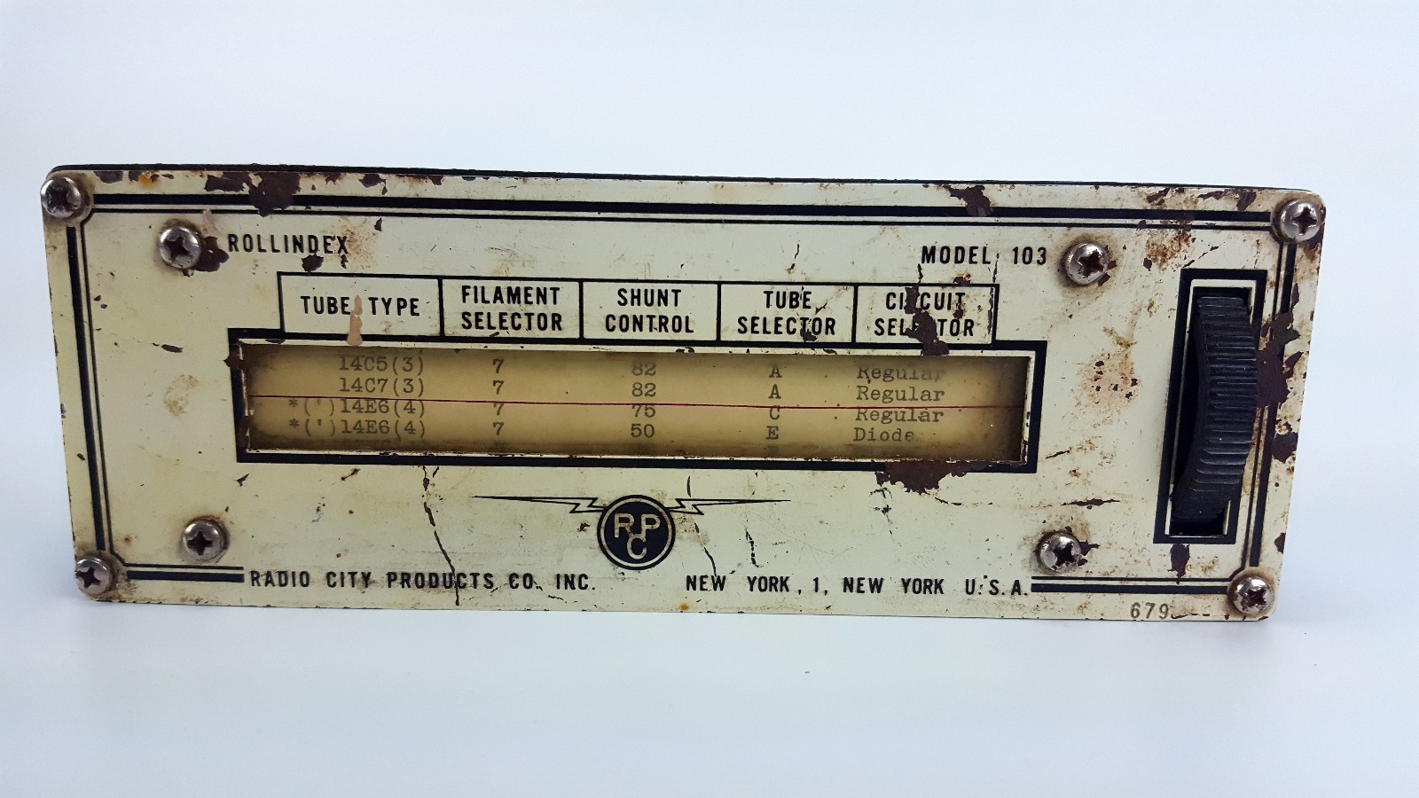 Eico 625 Tube Tester Chart