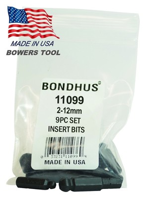 Bondhus 9pc 1/4in Shank Hex Insert Bit ...