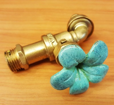 BRASS GARDEN TAP FAUCET GREEN PLUMERIA VINTAGE ...