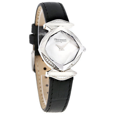 Pre-owned Wittnauer 10r20 Winter Garden 30 Diamond Black Leather Band Watch $895