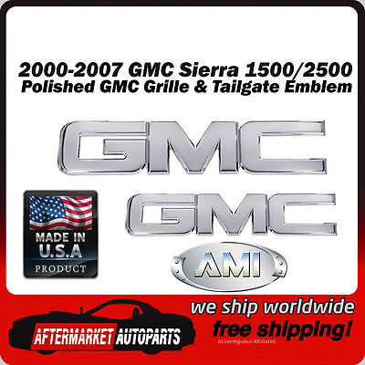 00-07 GMC Sierra 3500 Polished Billet GMC Grille & Tailgate Emblem AMI 96510P