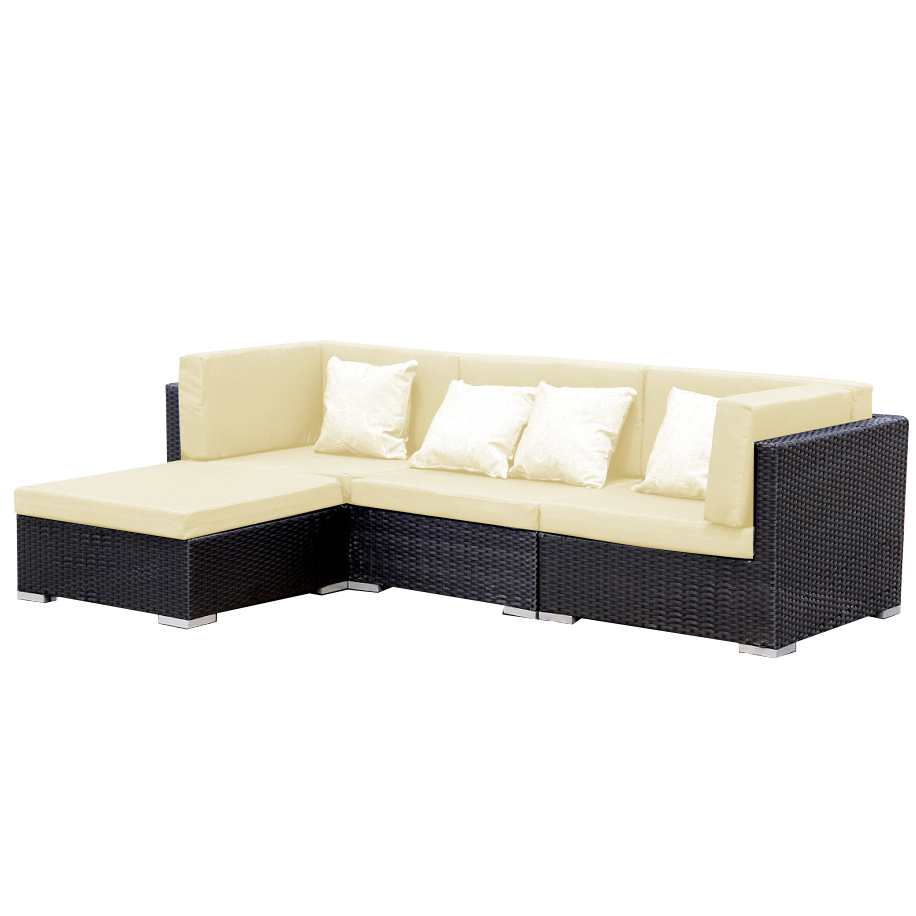 Gartenmöbel Gartenlounge Polyrattan Sofa Bergen beige schwarz Gartenmöbel Gartenlounge Polyrattan Sofa Bergen beige schwarz