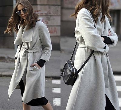 Pre-owned Zara Authentic Size S -  Hand Made Coat Long Gray Wrap Coat Oversize Jacket