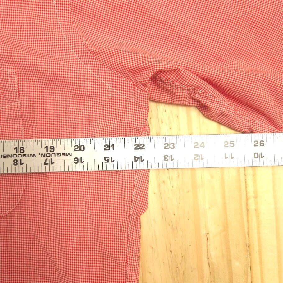 VTG L.L. Bean Check Plaid Button Shirt Adult Large 16-16.5 USA Mens Red
