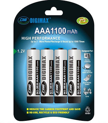4 x Digimax AAA Rechargeable Batteries 1100 mAh phone 1100mAh NiMh
