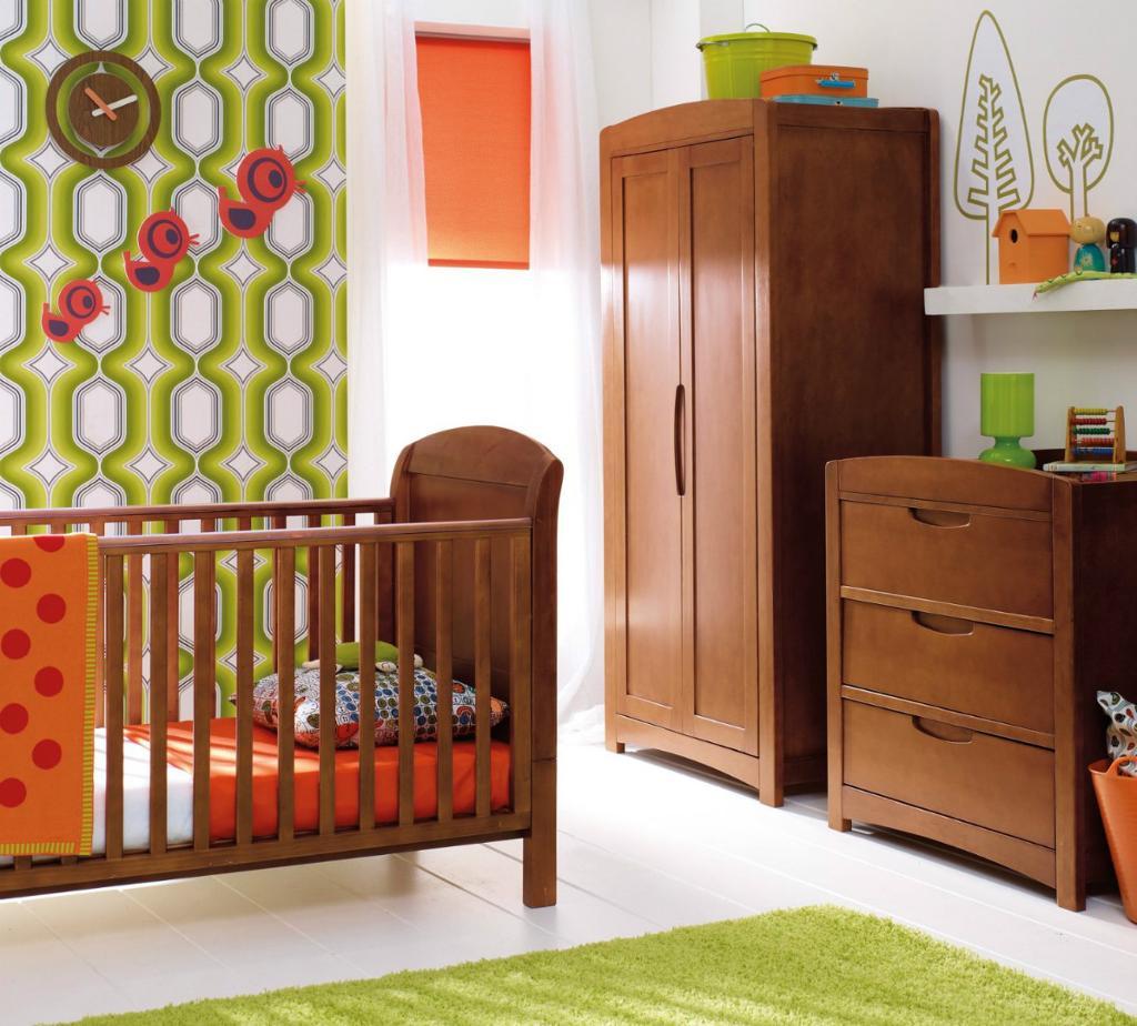  Furniture Room Set - Dark Walnut (Cot Bed, Wardrobe, Dresser/Changer