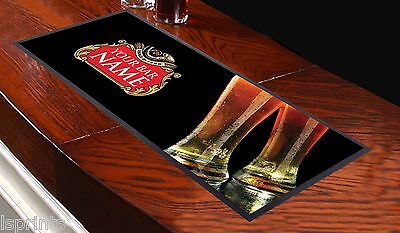 PERSONALISED BEER LABEL BAR RUNNER IDEAL FOR HOME PARTY PUB BEER MAT OCCASION 