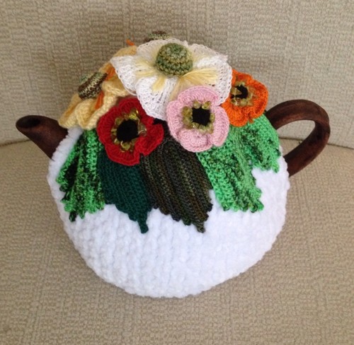 NEW  Handmade Tea Cozy Summer Flowers/White ...