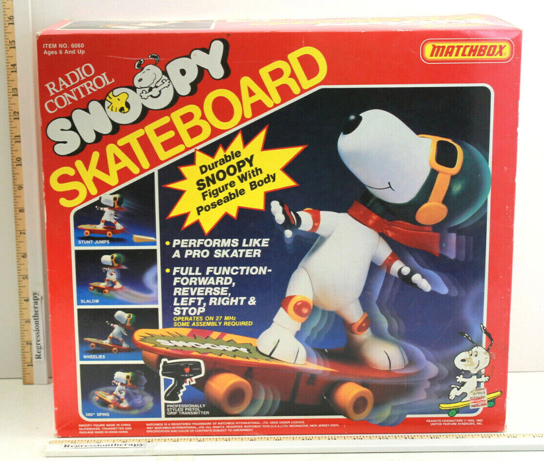 Matchbox Radio Control Snoopy Skateboard 27Mhz #6060 Wheelies Spins Jumps NIB   