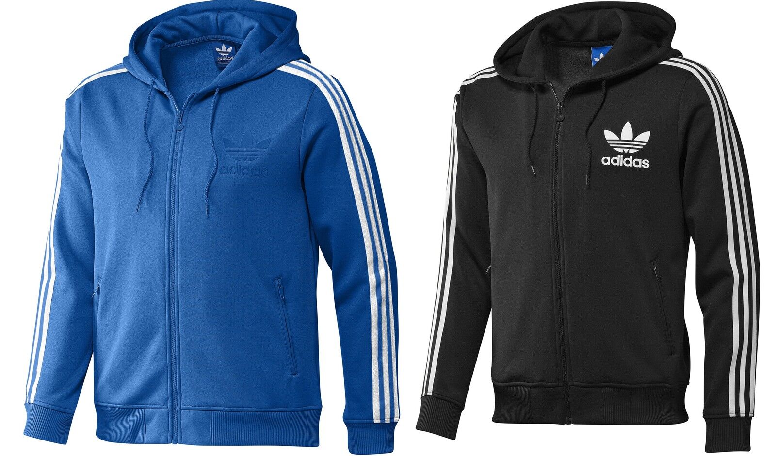 Adidas Mens Originals Adi Hooded Zip Jacket Black Blue White Size S M L