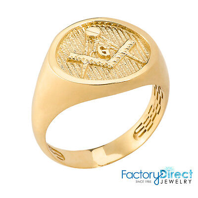 Pre-owned Claddagh Gold Masonic Men's Solid Yellow Gold Ring