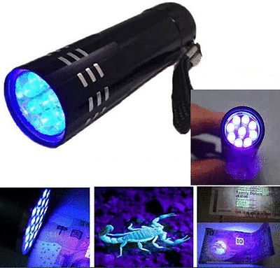 UV Ultra Violet 9 LED Flashlight Mini ...
