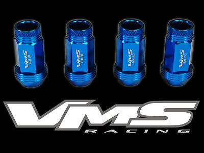 VMS RACING 16PC 48MM PREMIUM EXTENDED WHEEL ALUMINUM LUG NUTS 12X1.5 SET BLUE A