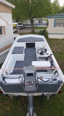 15 ft open skiff boat & 40 hp yamaha with trailer