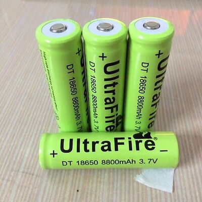 4x UltraFire 18650 8800 3.7V Rechargeable Li-ion Battery for Flashlight torch
