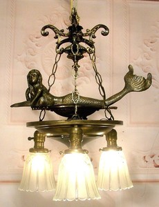 vintage  Shades with Light Ceiling Chandelier vintage Glass mermaid Pan  Fixture Mermaid chandelier