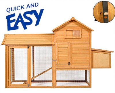 Deluxe Large Wooden Chicken Coop Rabbit Hutch ...