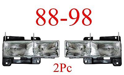 88 98 Chevy GMC Truck 2Pc Composite Head Light Set Tahoe Yukon Suburban Blazer