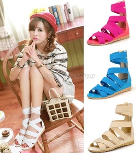 Womens-Ladies-Fashion-Summer-Zipped-Gladiator-Sandals-Shoes-Plus-Size ...