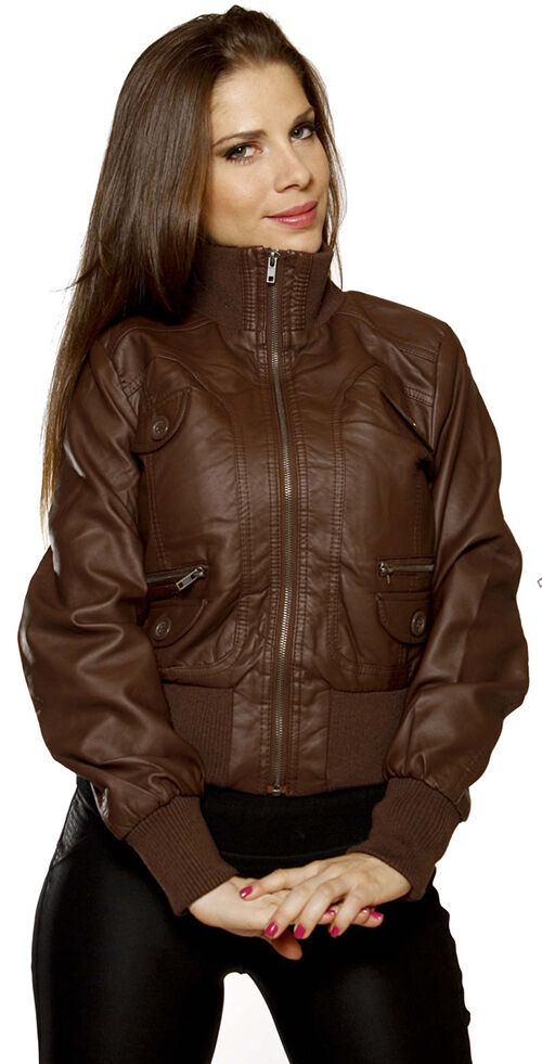 Leather Bomber Jacket Ladies
