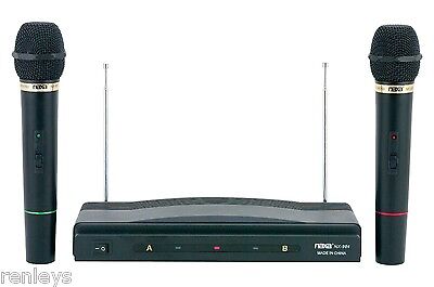WIRELESS CORDLESS 2 MICS INCLUDED DUAL MIC MICROPHONE SYSTEM AUDIO MUSIC SING