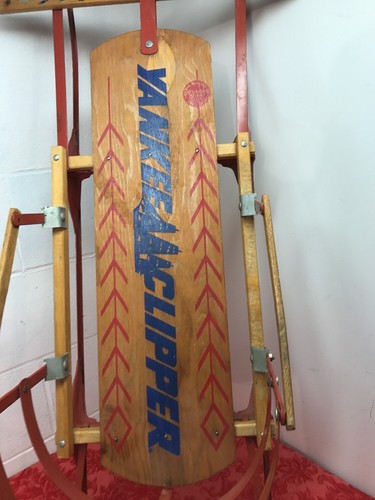 Vintage Yankee Clipper Wooden Sled Flexible Flyer Oct. 1975 Back Rail