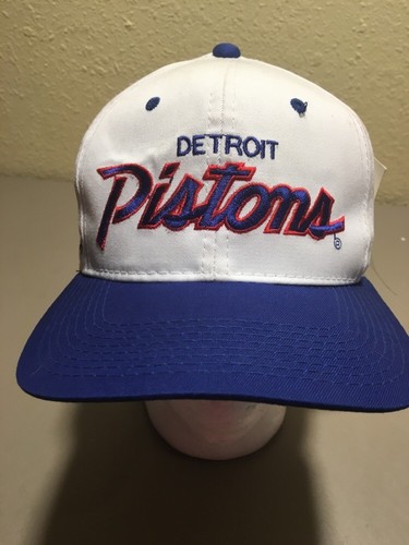 NWT Detroit Pistons Sports Specialties Snapback Hat White Blue Embroidered NBA