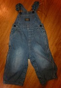 Boy's OSHKOSH Hickory Striped Denim Bib Engineer Overalls 18 Months