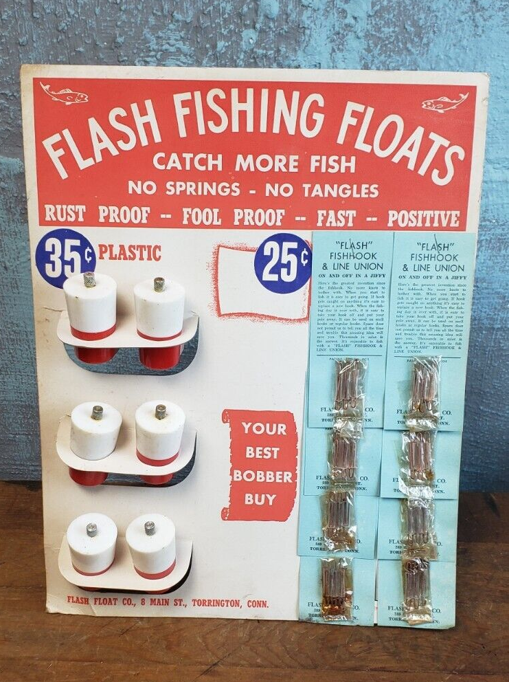 Vintage 1950s Flash Fishing Floats Countertop Display Bobber Lure Torrington CT