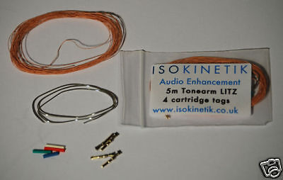 Litz tonearm rewire kit 5m with cartridge tags / clips