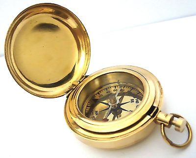 Brass Push Button Direction Compass POCKET COMPASS 