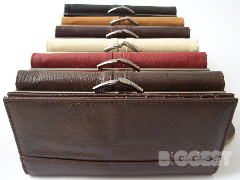 Ladies Large Leather Purse Wallet Clasp Coin Section in 6 Colours Multiple Slots | eBay