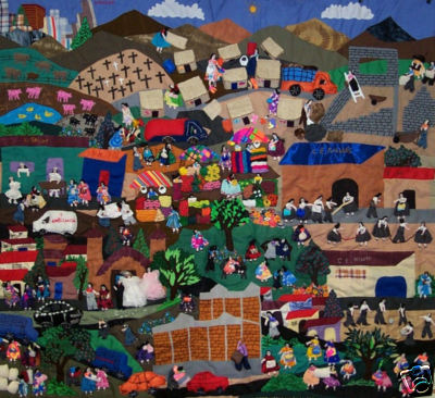 Learning Toys Medical Cart on Peru Arpillera Applique Textile Fair Trade Crossroads  Tapestries