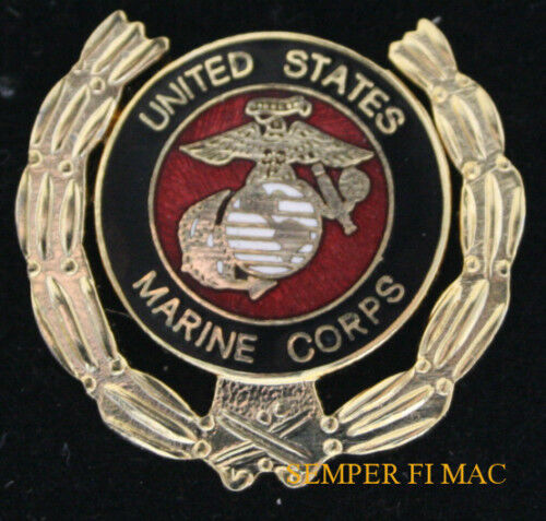 US MARINE CORPS WREATH HAT LAPEL PIN MARINES GOLD OUTLAY GIFT VETERAN USMC WOW 