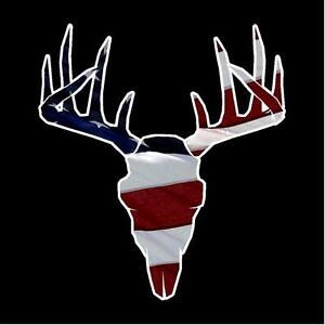 Printed Whitetail Deer Skull Vinyl Decal Sticker with American Flag