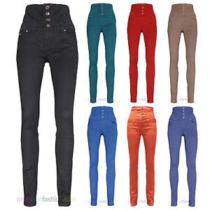 Womens High Waisted Slim Skinny Fit Soft Coloured Denim Jeans UK 6 ...