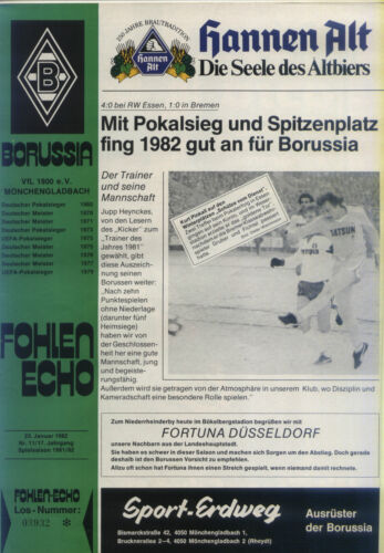 23.01.1982 Fortuna Düsseldorf BL 81/82 Borussia Mönchengladbach 