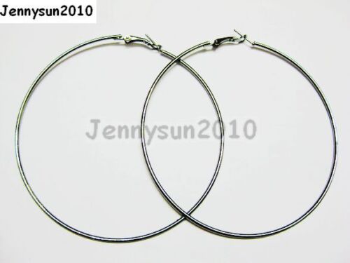 18K Metal 10 Pairs Large Round Hoops Earring Finding Silver Gunmetal Gold Plated 
