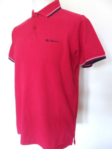 BEN SHERMAN T-Shirt Men/'s Tipped Polo T-Shirt Cotton Romford Pink Size Medium