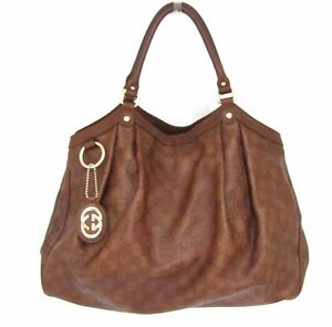 Gucci Guccissima Large Sukey Leather Tote Bag Purse Teak Brown | eBay