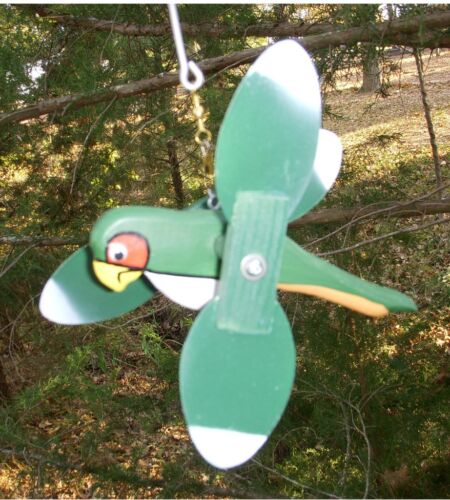 Parrot Mini Whirligigs Whirly Gig Whirligig Windmill Yard Art Hand made of wood 