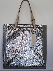 NEW NWT Michael Kors Silver Mirror Metallic Bag Large Tote Handbag Shopper | eBay